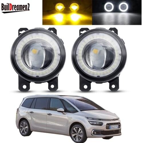 2 X Angel Eye Fog Light Assembly Car LED Lens Fog Daytime Running Lamp DRL 12V For Citroen C4 Coupe Hatchback Picasso 2004-2015