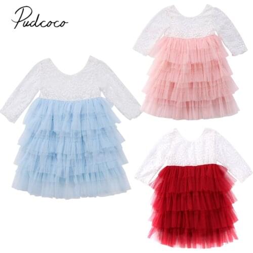 2018 Brand New Toddler Infant Kids Baby Girl Lace Tulle Party Pageant Layered Dress Prom Wedding Backless Dresses 6M-5T