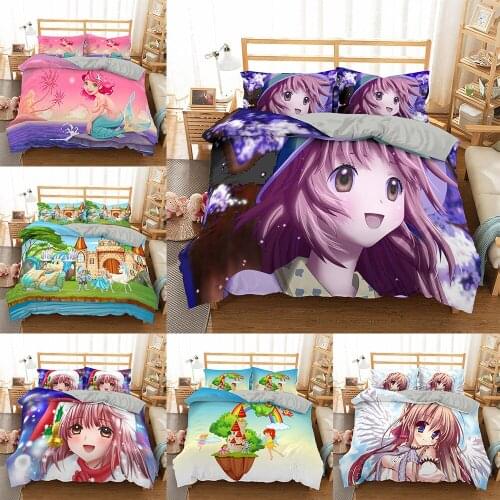 2021 3D Cartoon Bedding Set Childrens Kids Girls Duvet Cover Set Microfiber Bed Set Mermaid Duvet Cover Set Bedclothes