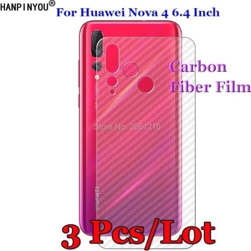 3Pcs/Lot For Huawei Nova4 6.4" 3D Non-slip Clear Carbon Fiber Back Film Screen Protector Protective Sticker (Not Tempered Glass)