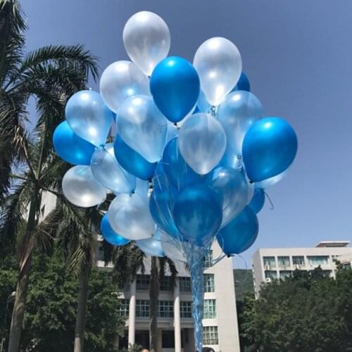 50pcs/lot Metallic ballons Pearl Balloons wedding balloon Birthday globes blue white Baby shower balloons latex balloon