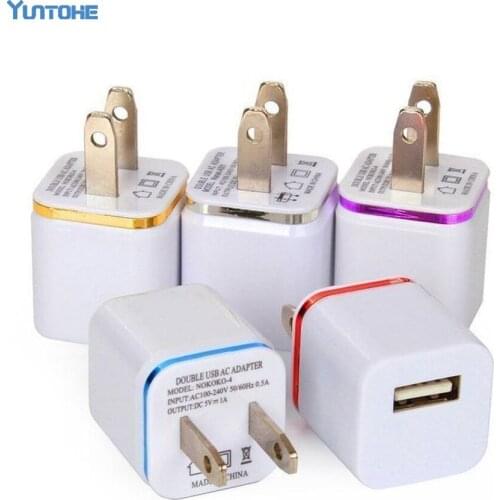 500pcs/lot Colorful 1A US Plug AC Power Adapter Home Travel Wall Single Port USB Charger for Mobile Phone