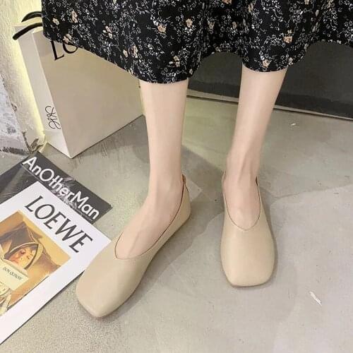 Classics Nude Retro Women Ballet Mules Shoes Fashion Soft Leather Slip On Loafers Comfort Nursing Black Khaki White Flats 2021