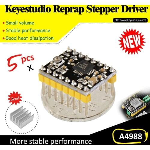 Free shipping! (5pcs/lot) A4988 Stepper M otor Driver+ Heatsink For 3 D Printer,Reprap,RAMPS1.4 for arduino