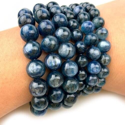 8-10mm Dark Blue Kyanite Beads Bracelet For Women 7.5inch DIY Beads Accessories Bracelets For Women Men Girl Boy Jewelry Gift
