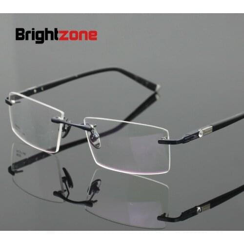Brightzone Man Titanium Alloy Optics Myopia Spectacle Eyeglasses Fashion Prescription Frames Rimless Flexible Retro Glasses