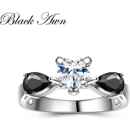 BLACK AWN 2021 New Genuine 100% Sterling 925 Silver Jewelry Square Engagement Rings for Women Gift C429