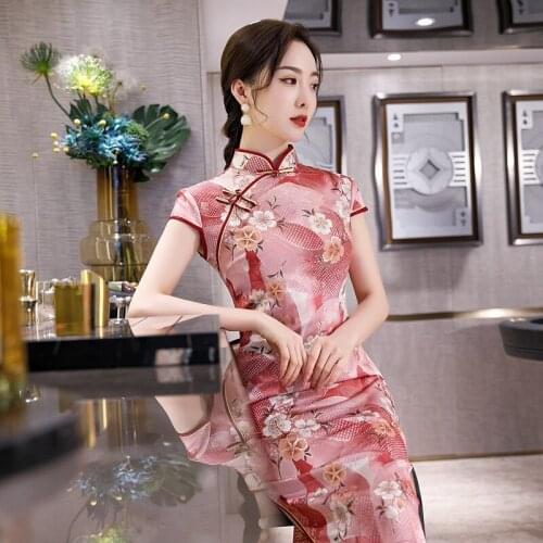Summer Cheongsam Improved Mid-Length Chinese Style Slim And Elegant 2020 New Middle-Aged Female Mother Dress Modern Qipao