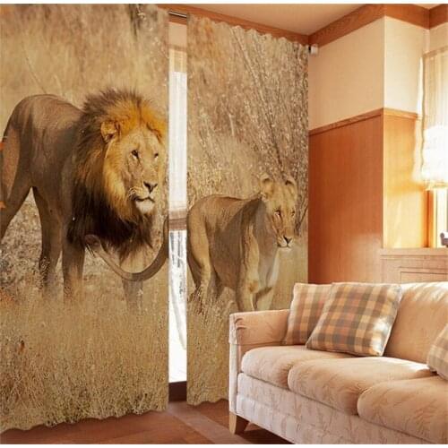 Customized Animal Luxury 3D Blackout Window Curtain Drapes For Living room Bed room Hotel Wall Tapestry Cortinas