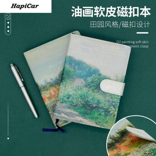 Oil Painting Magnetic Bucklestyle PU Leather Notebook Diary Planner Vintage Flying Crane Magnetic Buckle Note Book Stationery