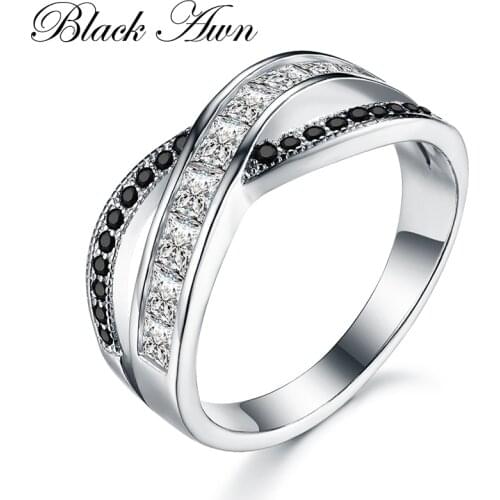 BLACK AWN 2021 New Genuine 100% Sterling 925 Silver Jewelry Square Engagement Rings for Women Gift C387
