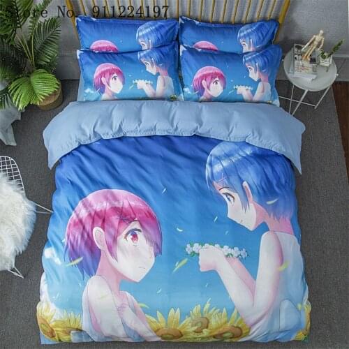 3D Anime Re:Life In A Different World From Zero Bedding Set Duvet Covers Rem Comforter Bedding Sets Bedclothes Bed Linen