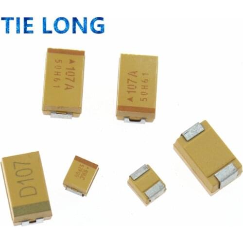 10pcs A B C D Type Tantalum Capacitor 100UF 0.22UF 1UF 4.7UF 10UF 22UF 33UF 47UF 6.3V 10V 16V 25V 35V 50V 3216 3528 6032 7343