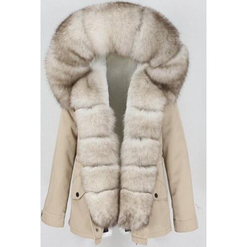 MENINA BONITA 2021 Waterproof Short Parka Winter Jacket Women Real Natural Fox Fur Collar Hood Coat Streetwear Detachable 3 In 1