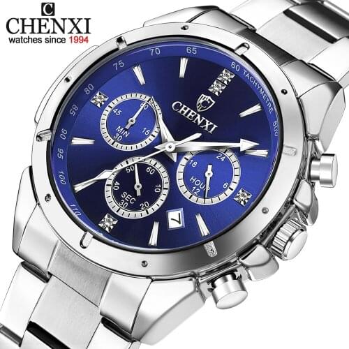 CHENXI Top Brand Mens Luxury Quartz Wristwatch Stainless Steel Watch for Men Waterproof Luminous Chronograph Relogio Masculino