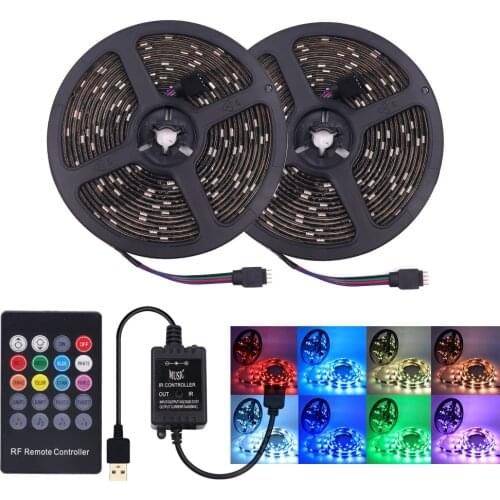 USB Music LED Strip Light 30LEDs/m 60LEDs/m 5050 RGB Music Controller Sound Sensor with RF Remote IP21 IP65 LED Strip Light DC5V