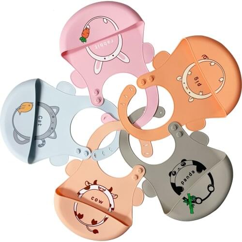 New Baby Bibs Waterproof Soft Silicone Adjustable Bibs Accessories Silicone Feeding Baby Saliva Towel Dropshiping