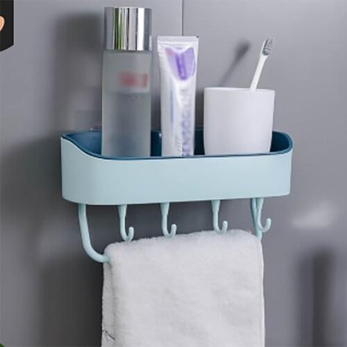Non-perforated Bathroom Wall Hanging GadgetsBathroom Multifunctional Cooking Plastic Organize Holder With Suction Household