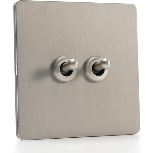 1-4 Gang 1 Way 2 Way Wall Light Switch Silver Gray Brushed Stainless Steel Matte Panel Toggle Switch USB Outlet