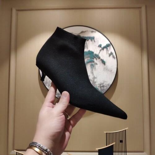 2021 Newest Winter Shoes Woman Socks Boots Stretch Boots Ankle Boots Fahion Short Boots Pointed-Toes Kitten Heels Boots Woman