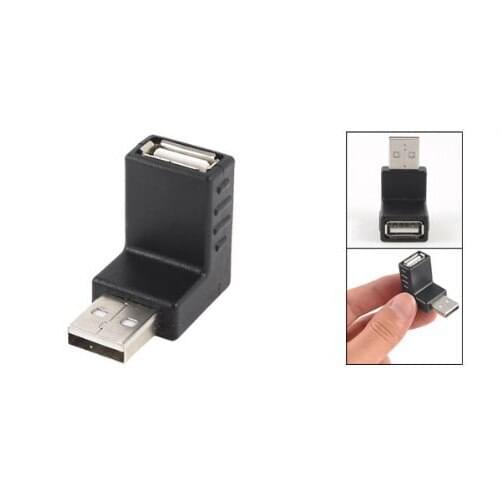 New Style Hot Sale Black Right Angle USB 2.0 Type A Male to Female Adapter Connector