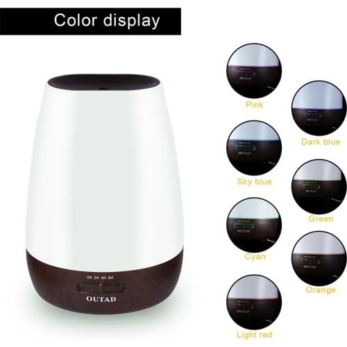 OUTAD 500ml Essential Oil Diffuser Ultrosonic Aromatherapy Cool Mist Humidifier with 4 Timing Sets 7 Color LED Lights R-500c