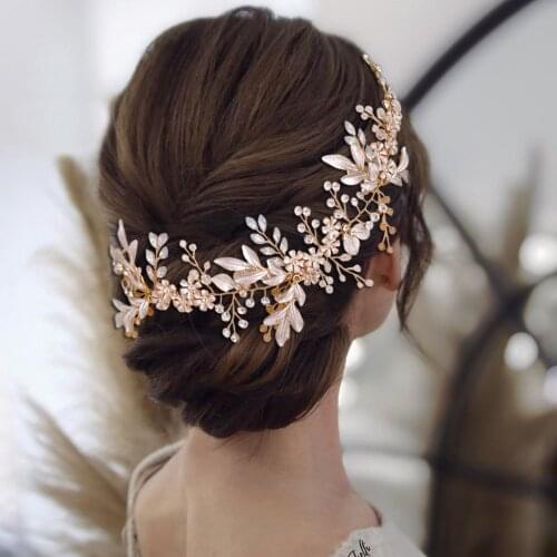 Flower Leaf Rhinestone Headband Wedding Accessories For Bride Tiara Headband Women Accessories Hair Jewelry Headpiece