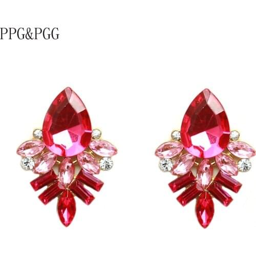 PPG&PGG Fashion Crystal Starburst Earrings Women Indian Wedding Bridal Cheap Statement Earrings Popular Jewelry