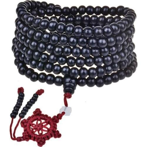 1PC Sandalwood Buddhist Buddha Meditation Strand 6mm Prayer 216 Mala Bead Necklace Bracelet I1T0