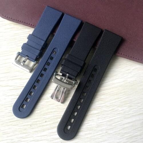 Brand Quality 23mm Black Bule Rubber Watchband Waterproof For BLANCPAIN Watch Strap Fifty Fathoms Bracelet