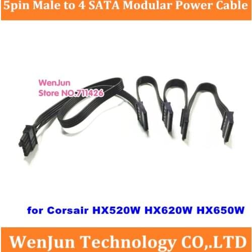 High quality 5Pin to 4 x SATA 15pin Modular Power Supply Adapter Cable for Corsair HX520W HX620W HX650W