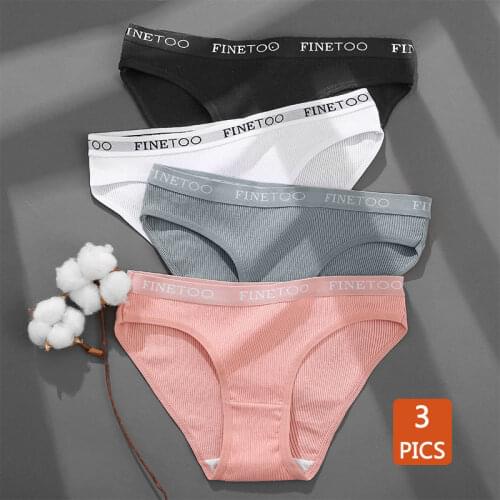 Womens Panties 3PCS/Set Letter Waist Cotton Lingerie Sexy Panties Fashion Underpants Solid Color Panty Solid Lingerie Women