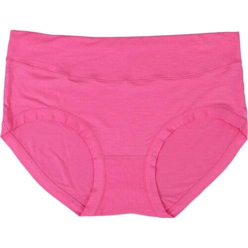 KJ62 Solid Mid Waist Modal Underwear Womens Intimates Female Big Size Seamless Comfortable Breathable Panties