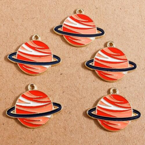 10pcs 27*22mm Zinc Alloy Enamel Planet Charms for DIY Jewelry Making Necklaces Earrings Bracelets Handmade Crafts Accessories