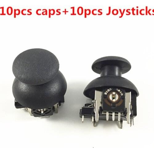 10pcs 3D Analog Vibration Thumbsticks Joystick+10pcs Thumb Stick Rocker Mushroom Cap Cover for XBox 360 Repair Parts Replacement