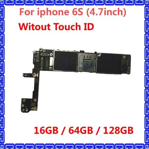100% Good working motherboard for iphone 6S Original IOS system main board without touch ID 16GB 64GB 128GB Full unlocked plate