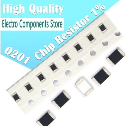 100PCS/Lot 0201 1% SMD Chip Resistor 1R 10R 100R 1K 10K 4K7 47K 100K ohm 1M 4.7M SMD Chip Fixed Resistor DIY Kit Electronics
