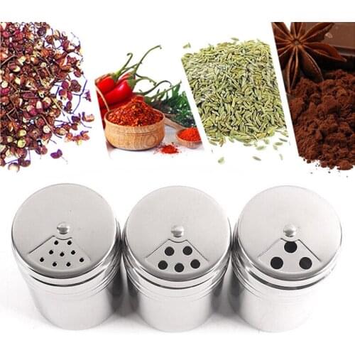 100Pcs Rotating Cover Salt Sugar Bottle Multi-purpose Spice Pepper Shaker Can Stainless Steel Kitchen Gadgets Sugar Bottle