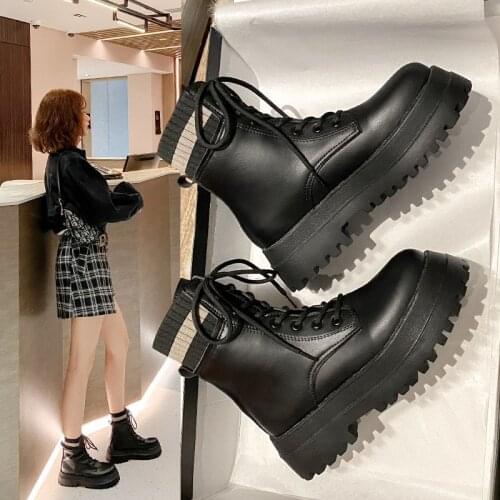 2020 Autumn/winter new platform fashion boots Martin boots female casual lacing motorcycle boots tide X496