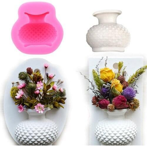 3D Pink Small Vase DIY Modeling Mold Fondant Silicone Mold Cake Chocolate Fondant Decoration Mold