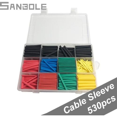 530PCS Heat Shrink Tubing Cable Sleeve Insulation Shrinkable Tubes Assortment Electronic Polyolefin Wire Kit Heat Shrink Tubes