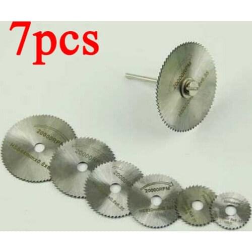 7PCS HSS Cutting Discs Rotary Circular Saw Blades Tool Mandrel For Dremel Cutoff metal cutting for woodworking Free Shipping
