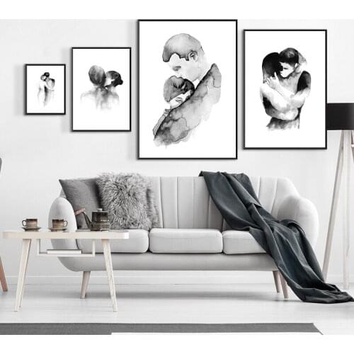 Figure Painting Abstract Poster Black and White Modern Fashion Wall Art Prints Paintings for Interior Frameless