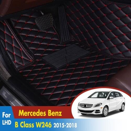 Car Floor Mats For Mercedes Benz B Class W246 2015 2016 2017 2018 Leather Interior Auto Rugs Accessories Car Carpet