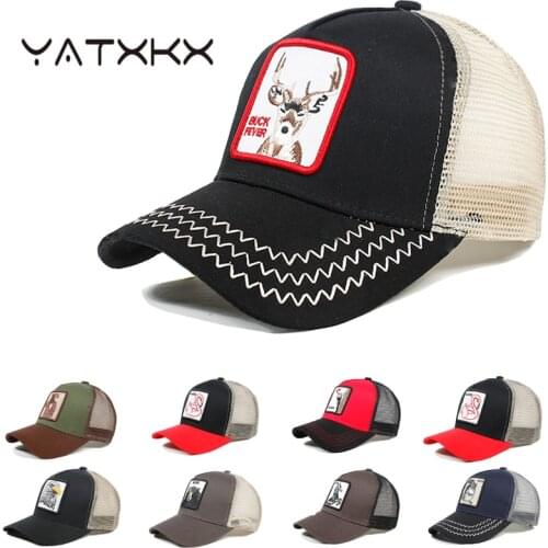[YaTxKx] Animals Embroidery Baseball Caps Men Women Snapback Hip Hop Hat Breathable Mesh Sunhats Gorras Unisex Streetwear Bone