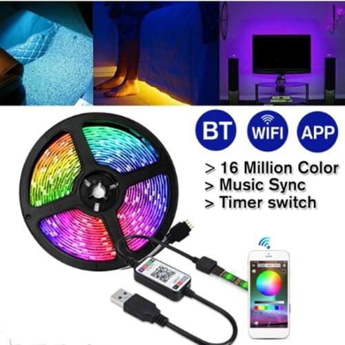 Bluetooth RGB LED Strip Light SMD5050 2835 1M- 5M Diode Tape Flexible Neon Ledstrip Ribbon LED Strip USB DC 5V TV Backlight