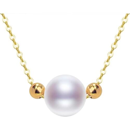 ZHIXI Real 18K Gold Fine Jewelry Pendant Necklace Natural Freshwater Pearl And Gold Ball Pendant Pure AU750 Chain for Women D579