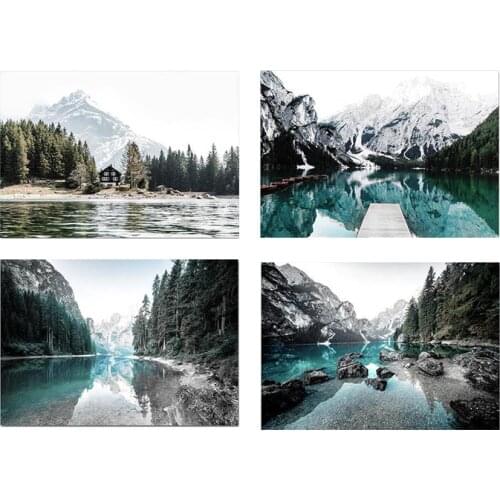 Nordic style modern art home decoration Scandinavian natural scenery posters and prints prints mountains and lakes ship murals