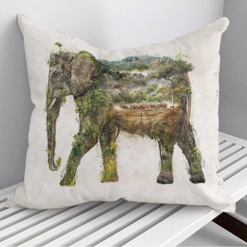 African Elephant Throw Pillows Cushion Cover On Sofa Home Decor 45*45cm 40*40cm Gift Pillowcase Cojines Dropshipping