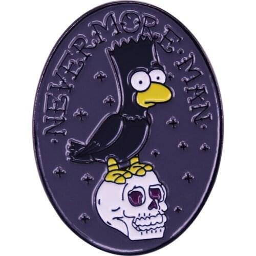 Edgar Allen Poe Nevermore The Raven Bart Badge Kids worshipping ghosts, pretending to be devils